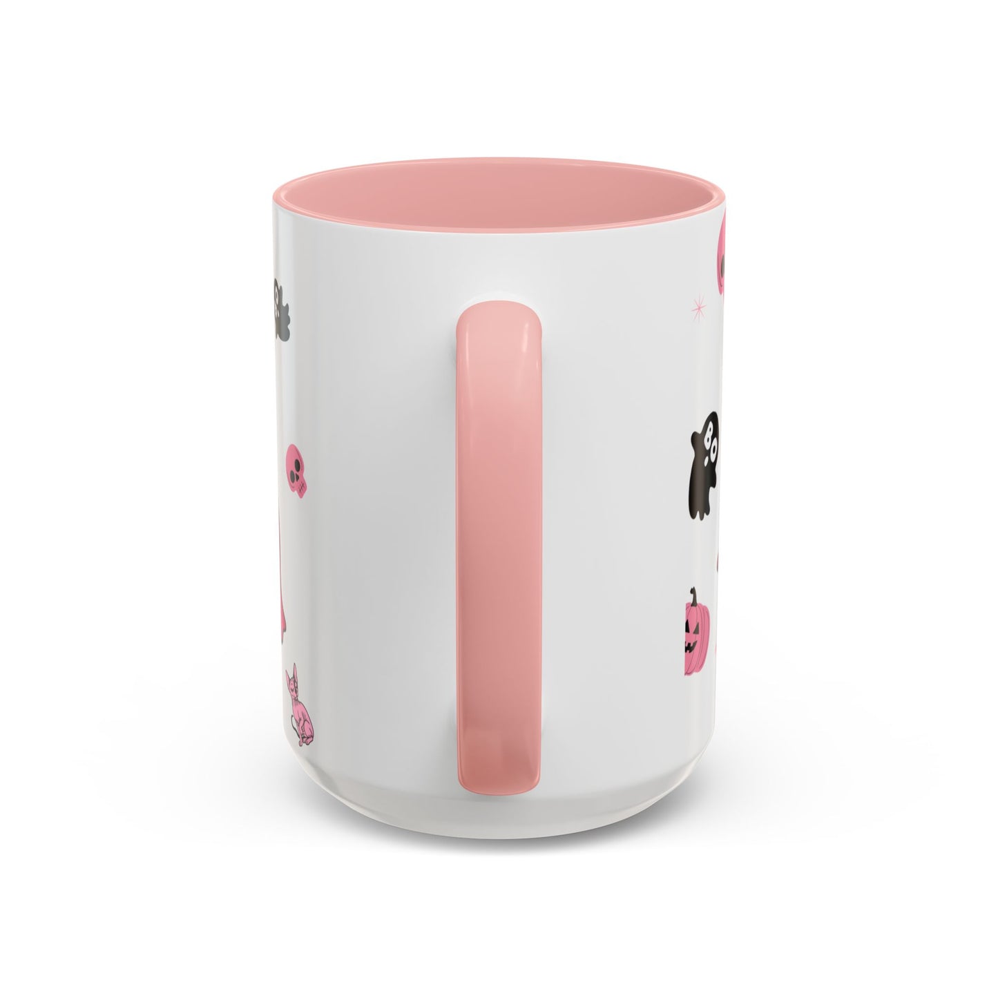 Halloween-Themed Accent Coffee Mug, Happy Hustle Mug, Ghost Mug, Pink Spooky Cup, Unique Gift for Halloween Lovers
