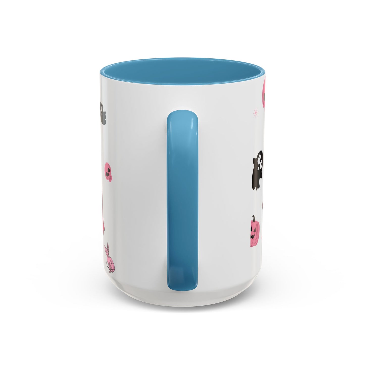 Halloween-Themed Accent Coffee Mug, Happy Hustle Mug, Ghost Mug, Pink Spooky Cup, Unique Gift for Halloween Lovers