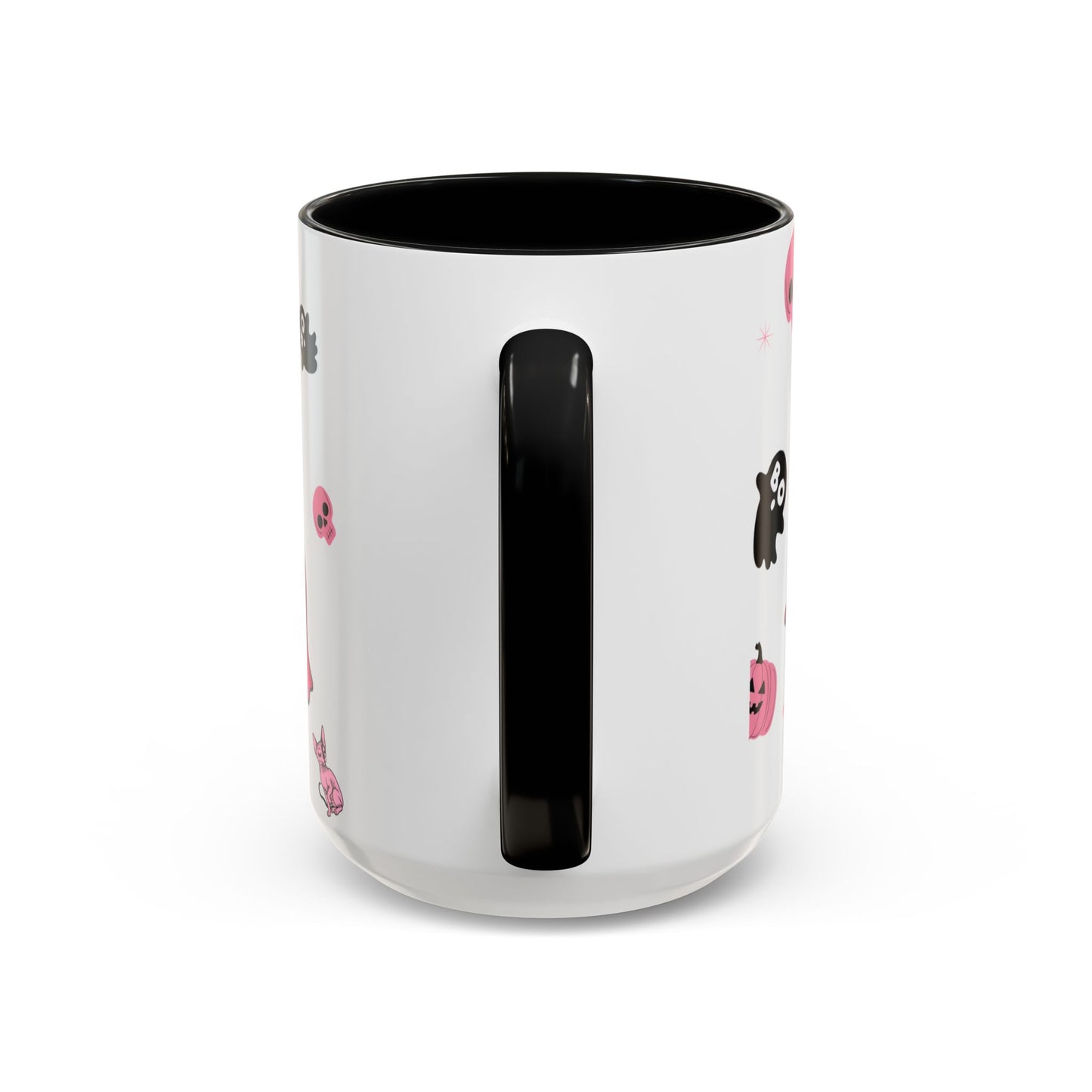 Halloween-Themed Accent Coffee Mug, Happy Hustle Mug, Ghost Mug, Pink Spooky Cup, Unique Gift for Halloween Lovers