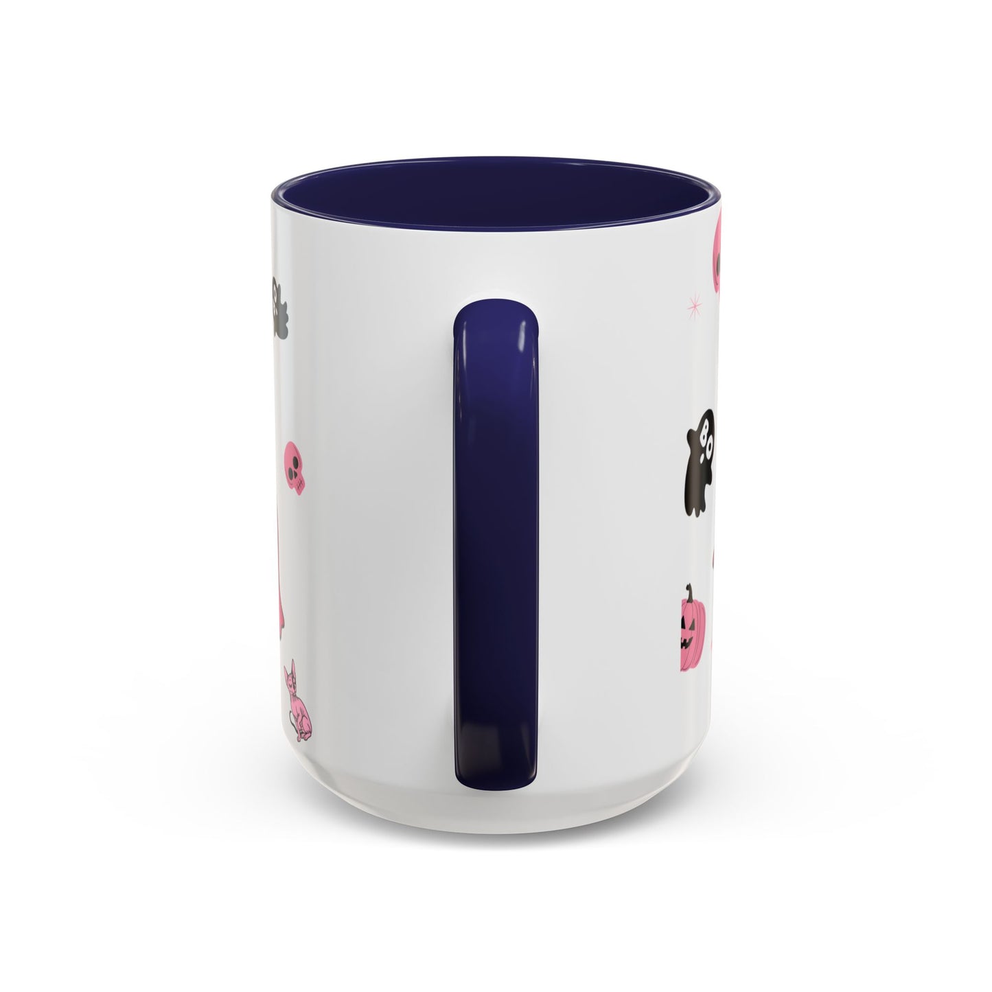 Halloween-Themed Accent Coffee Mug, Happy Hustle Mug, Ghost Mug, Pink Spooky Cup, Unique Gift for Halloween Lovers
